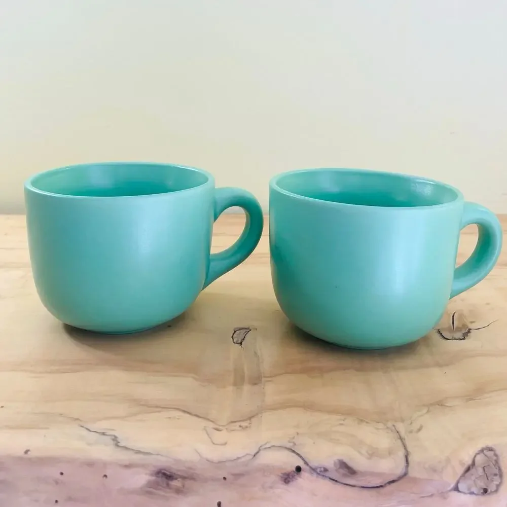 Vtg DUO CAI Mint Pistachio Green Coffee Mugs Cups Tea Mug Cup Ceramic